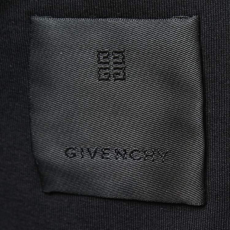 Pre Owned Givenchy Black Logo Embroidered Cotton Crew Neck Half Sleeve Oversized T-Shirt XL