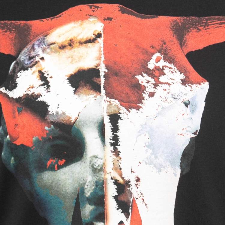 Pre Owned Givenchy Black Bull Statue Print Cotton Crew Neck T-Shirt S