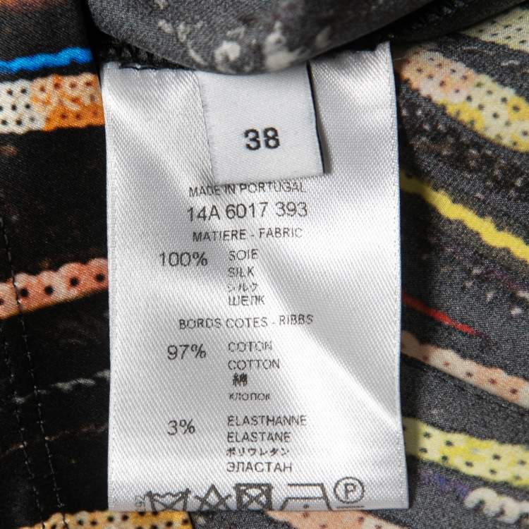 Pre Owned Givenchy Black Sequin Printed Silk Satin T-Shirt S