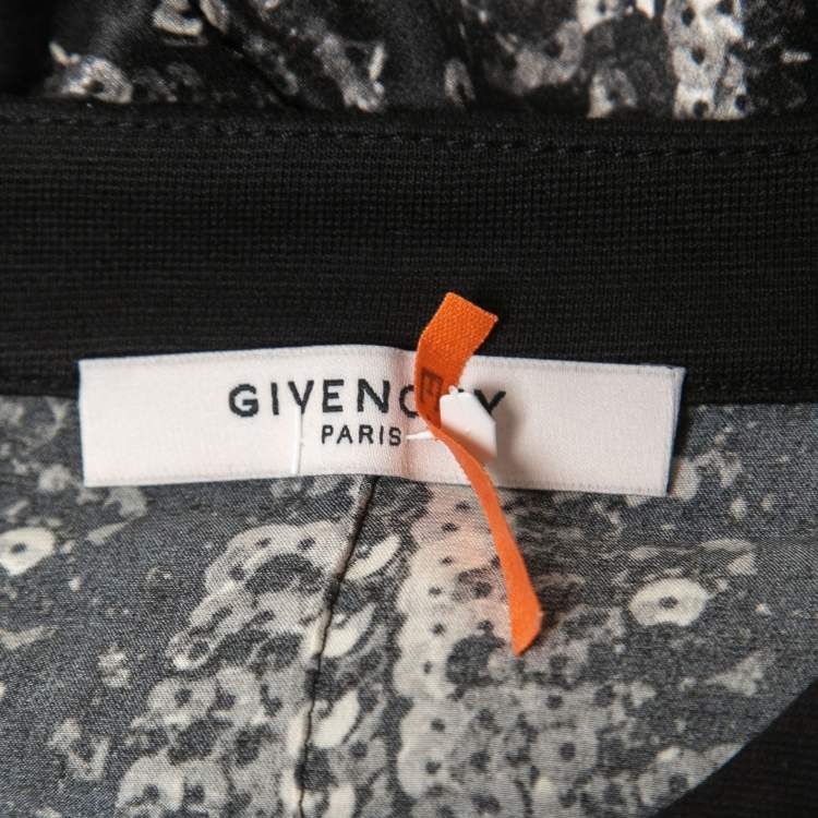 Pre Owned Givenchy Black Sequin Printed Silk Satin T-Shirt S