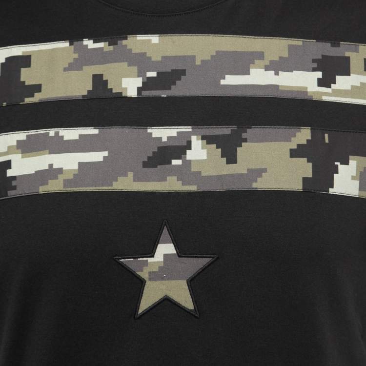 Pre Owned Givenchy Black Cotton Patch Detail Crew Neck Half Sleeve T-Shirt S