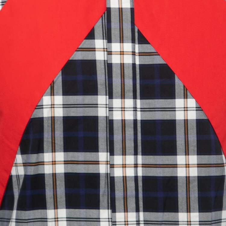 Pre Owned Givenchy Navy Blue Plaid Cotton Contrast Paneled Button Front Full Sleeve Shirt M