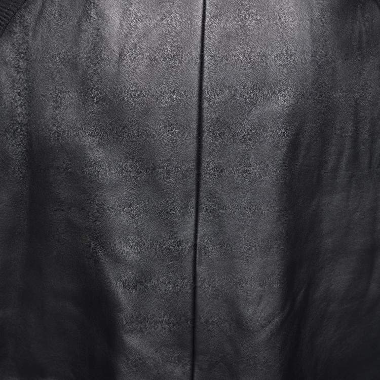 Pre Owned Givenchy Black Leather Star Applique Zip Front Jacket XL