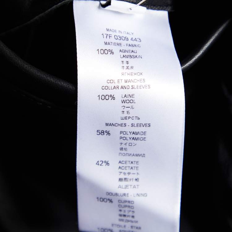 Pre Owned Givenchy Black Leather Star Applique Zip Front Jacket XL