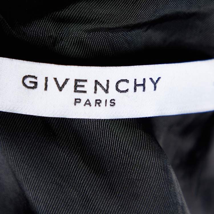 Pre Owned Givenchy Black Leather Star Applique Zip Front Jacket XL