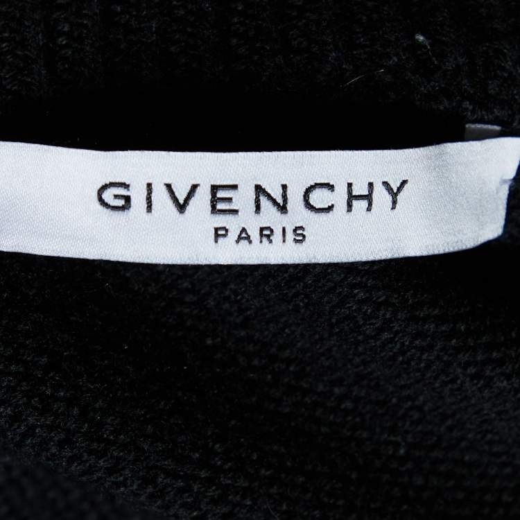 Pre Owned Givenchy  Black Logo Band Intarsia Wool Knit Sweater XXL