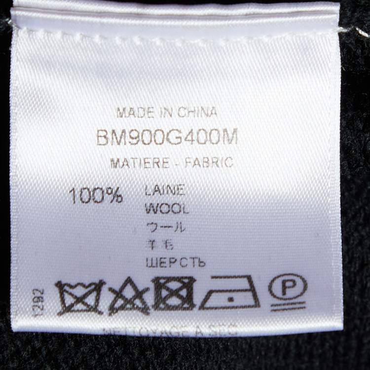 Pre Owned Givenchy  Black Logo Band Intarsia Wool Knit Sweater XXL