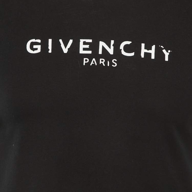 Pre Owned Givenchy Black Broken Logo Print Crew Neck Short Sleeve T-Shirt XS