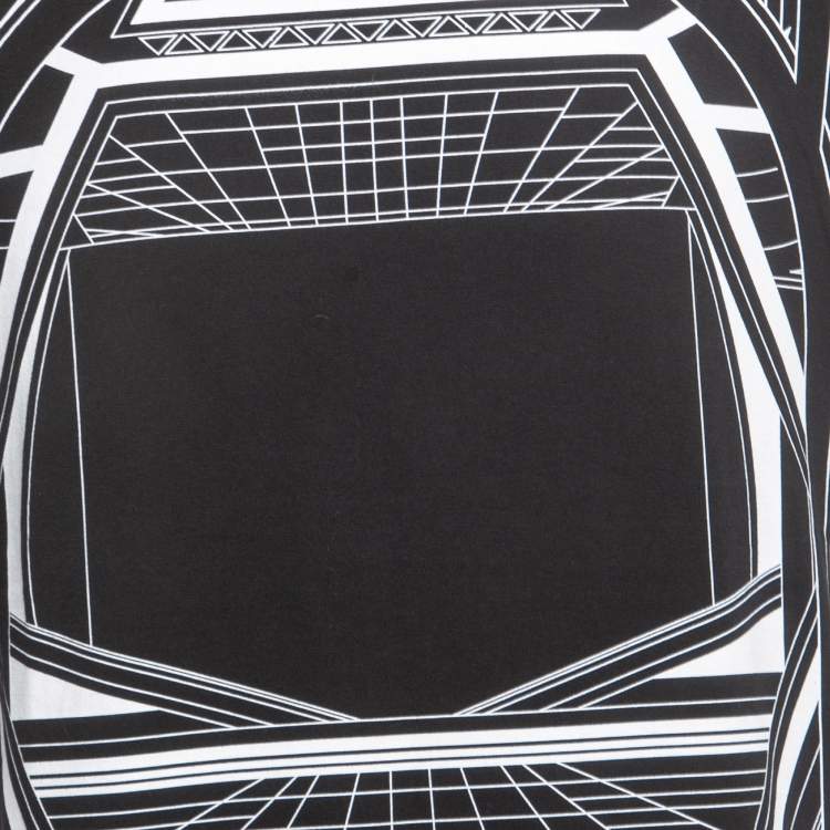 Pre Owned Givenchy Black Geometric Print Cotton Crew Neck Half Sleeve T-Shirt S