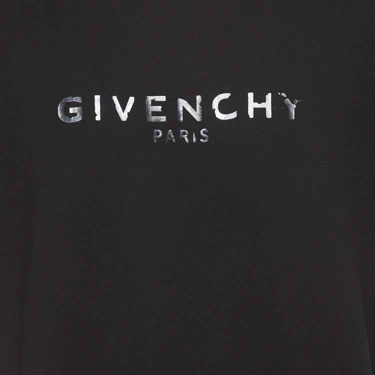 Pre Owned Givenchy Black Logo Print Cotton Oversized T-Shirt S