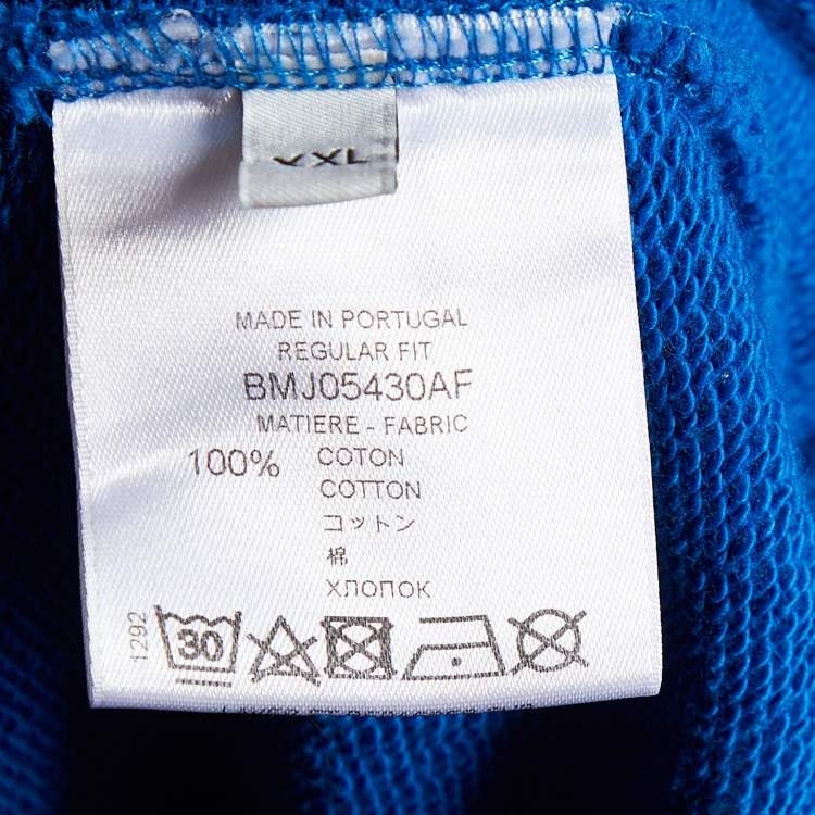 Pre Owned Givenchy Blue Address Logo printed Cotton Knit Hoodie XXL