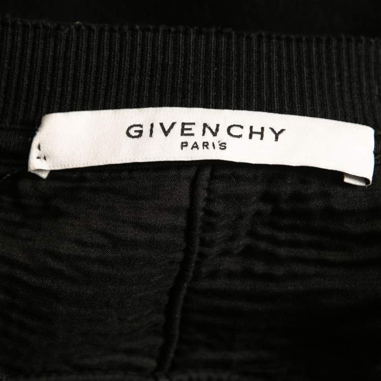 Pre Owned Givenchy Black Logo Print Distressed & Ripped Cotton Crew Neck Sweatshirt M