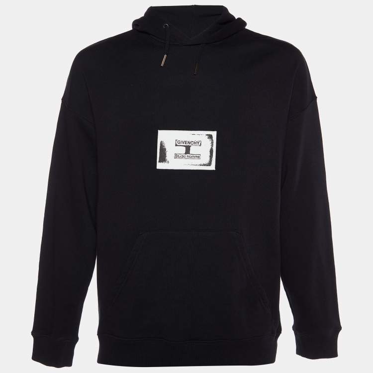 Givenchy Black Cotton Knit Logo Patch Detail Hoodie L Givenchy TLC