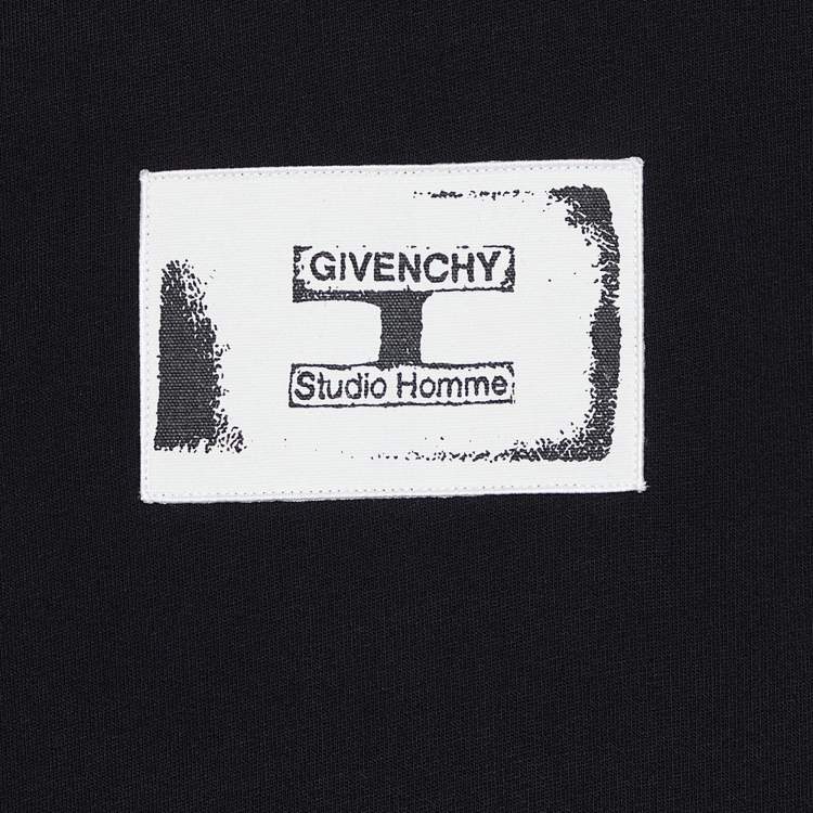 Pre Owned Givenchy Black Cotton Knit Logo Patch Detail Hoodie L