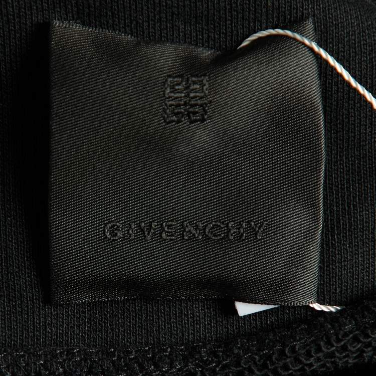 Pre Owned Givenchy Black Logo Patch Cotton Knit Hoodie S