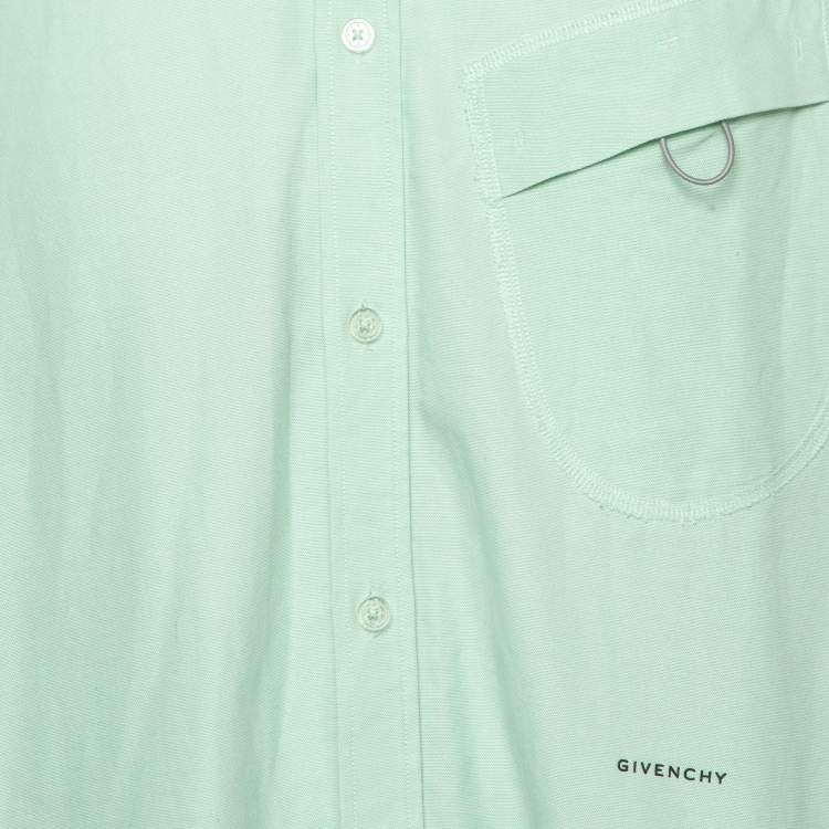 Pre Owned Givenchy Mint Green Cotton Buttoned Loose Fit Oxford Shirt XL