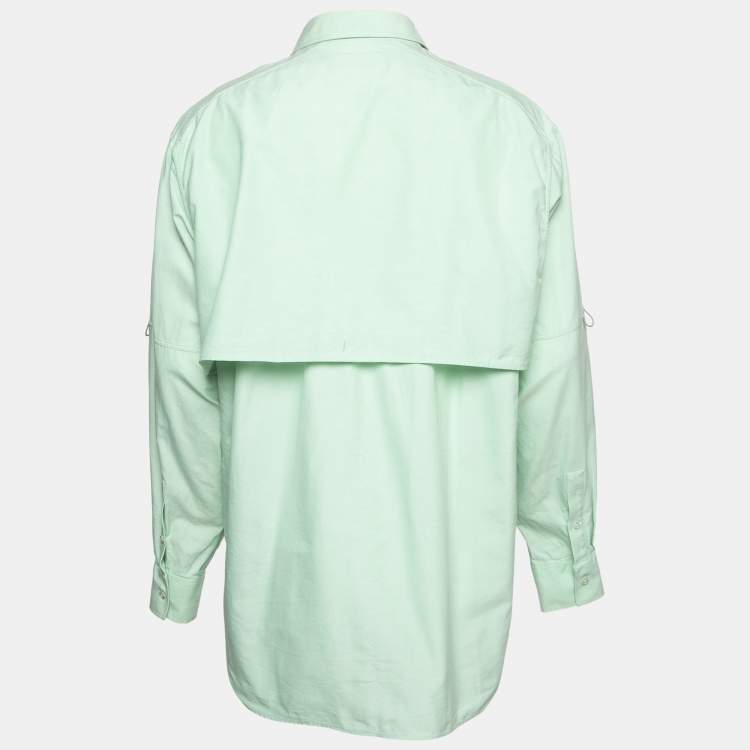 Pre Owned Givenchy Mint Green Cotton Buttoned Loose Fit Oxford Shirt XL