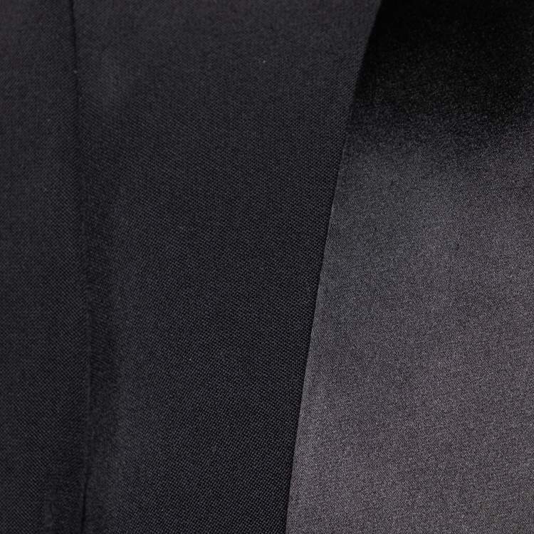 Pre Owned Givenchy Black Wool & Silk Satin Fringed Shawl Collar Blazer M
