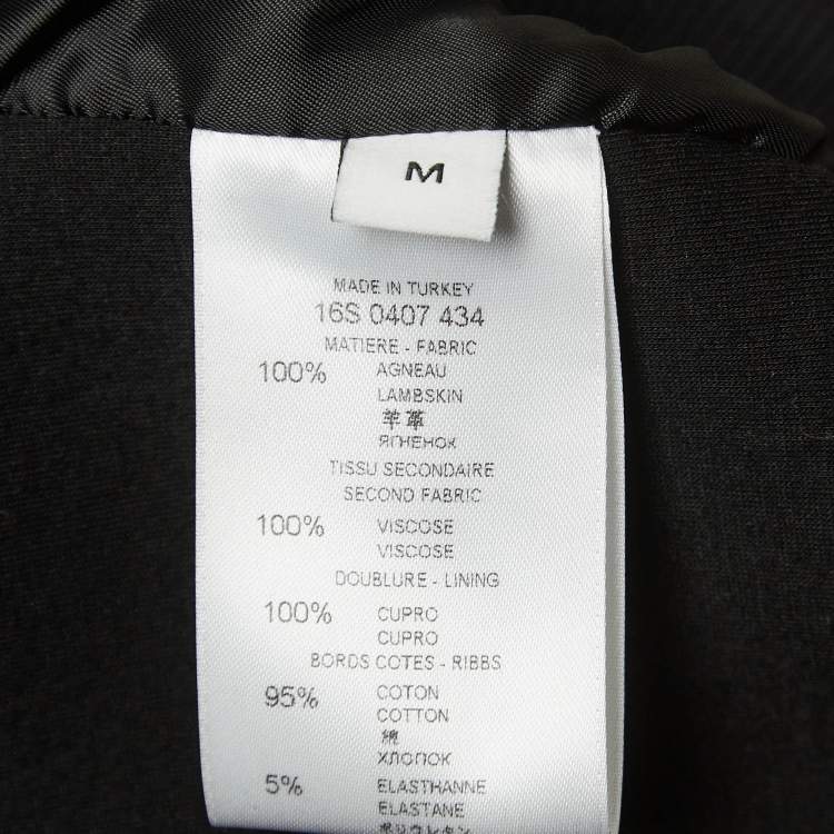 Pre Owned Givenchy Black Lambskin & Neoprene Star Embroidered Sweatshirt M