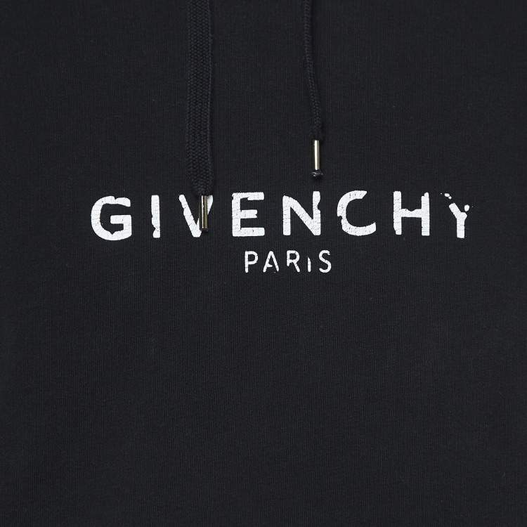 Pre Owned Givenchy Black Vintage Logo Print Cotton Hooded Sweatshirt S