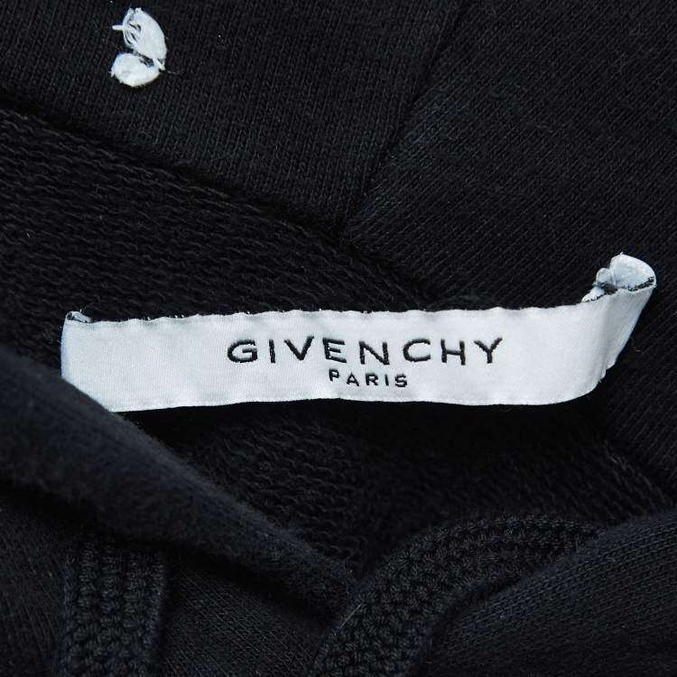 Pre Owned Givenchy Black Vintage Logo Print Cotton Hooded Sweatshirt S