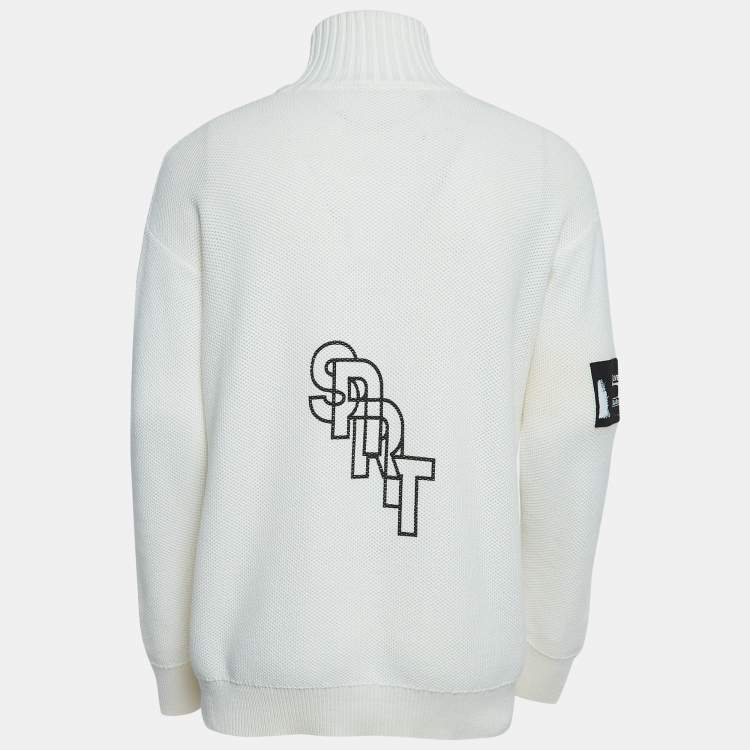 Pre Owned Givenchy Off-White Rare Jacquard Wool Blend Roll Neck Jumper M