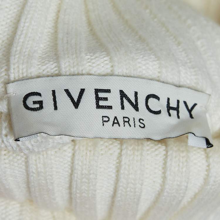 Pre Owned Givenchy Off-White Rare Jacquard Wool Blend Roll Neck Jumper M