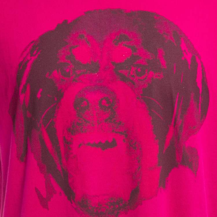 Pre Owned Givenchy Fuchsia Pink Printed Cotton Crew Neck T-Shirt S