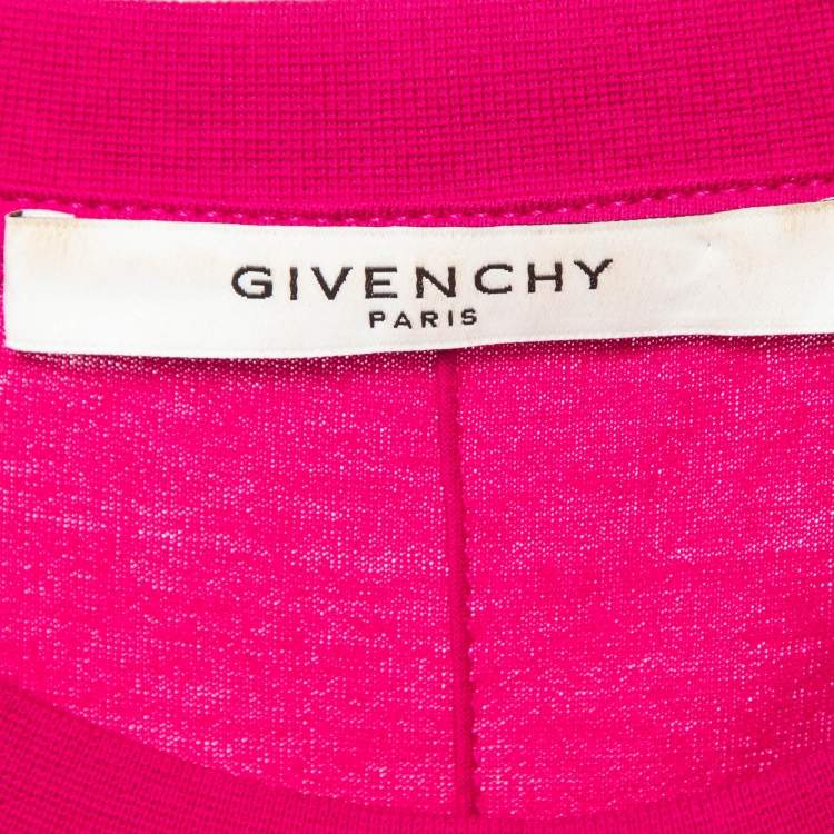Pre Owned Givenchy Fuchsia Pink Printed Cotton Crew Neck T-Shirt S