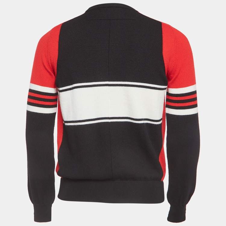 Pre Owned Givenchy Colorblocked Rib Knit Crew Neck Sweatshirt L