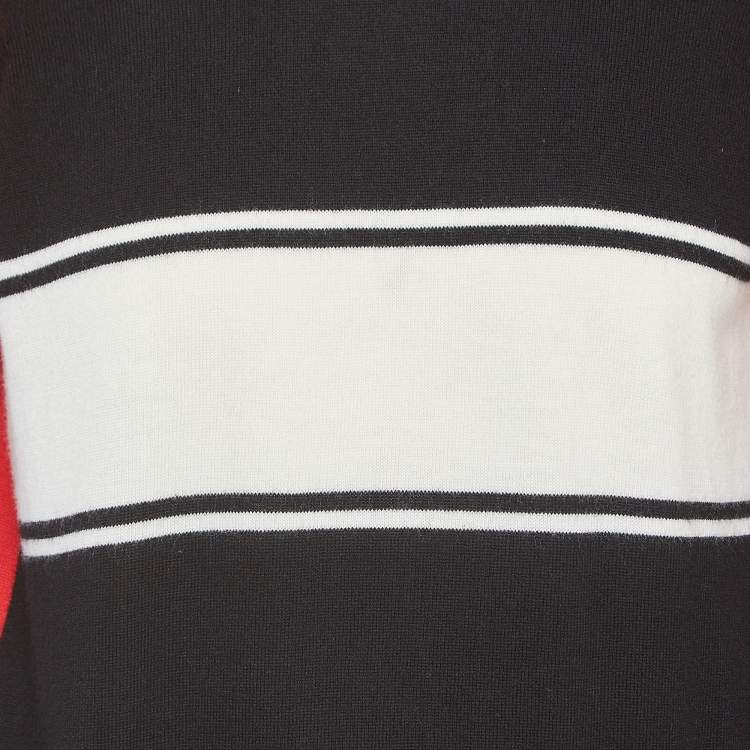 Pre Owned Givenchy Colorblocked Rib Knit Crew Neck Sweatshirt L