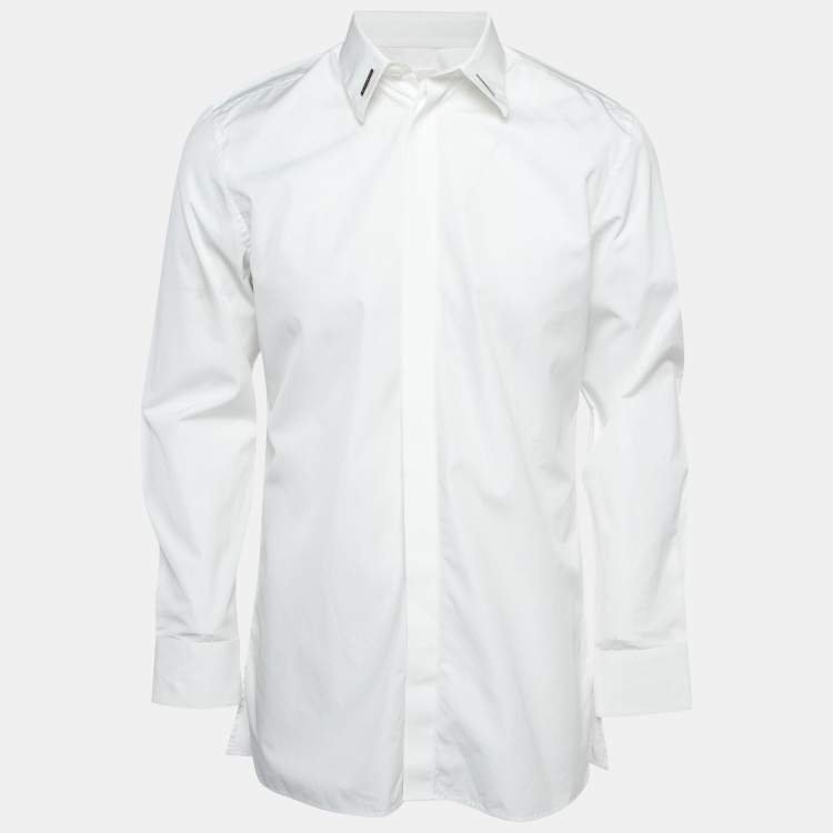 Pre Owned Givenchy White Cotton Hardware Detail Button-Up Shirt L
