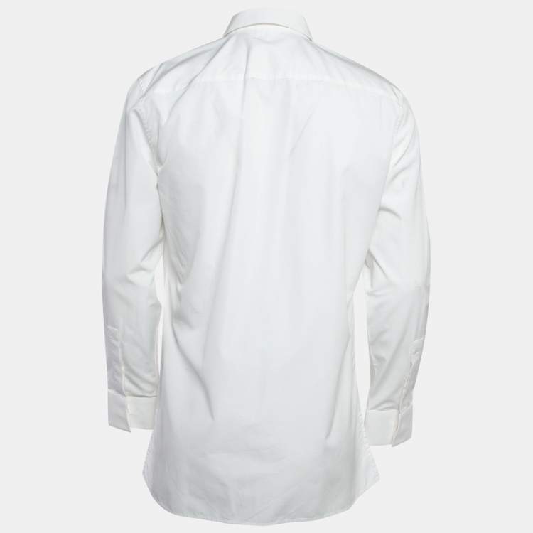 Pre Owned Givenchy White Cotton Hardware Detail Button-Up Shirt L