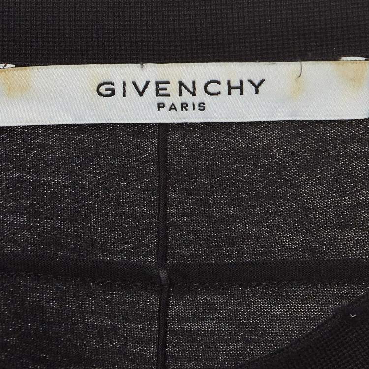 Pre Owned Givenchy Black Logo Applique Distressed Cotton Crew Neck T-Shirt S