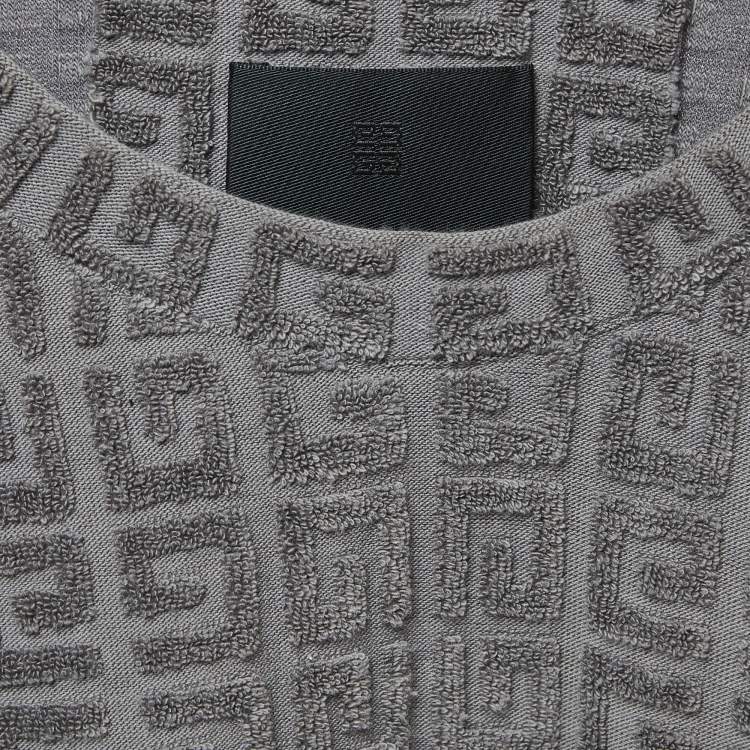 Pre Owned Givenchy Grey GG Patterned Terry Half Sleeve T-Shirt M