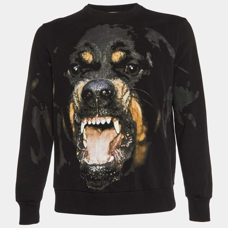 Pre Owned Givenchy Black Rottweiler Cotton Knit Sweatshirt XS