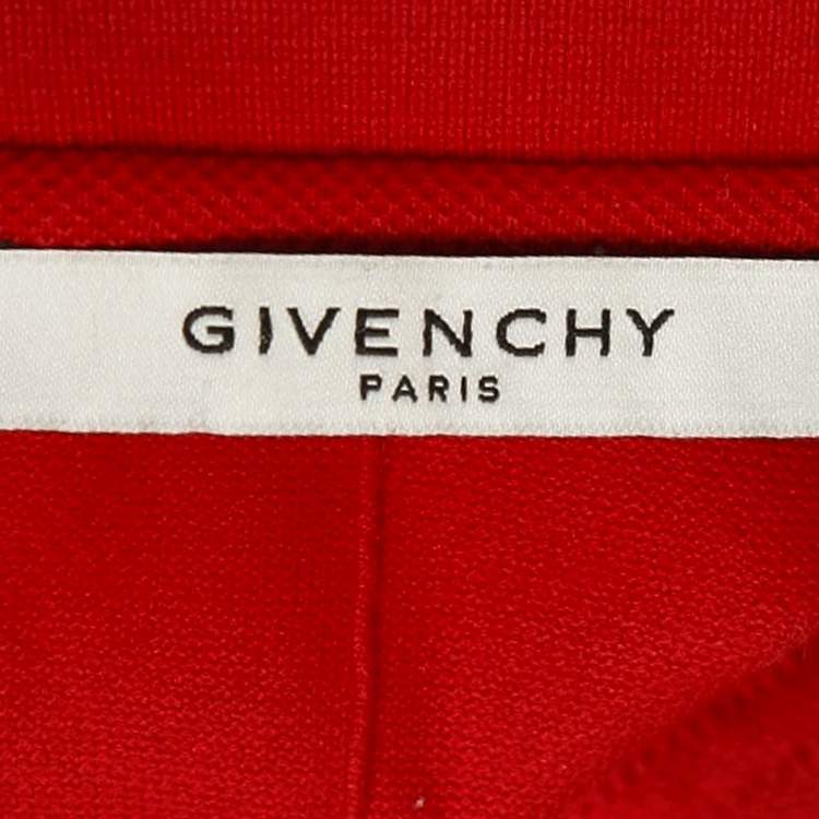 Pre Owned Givenchy Red Star Applique Cotton Pique T-Shirt M