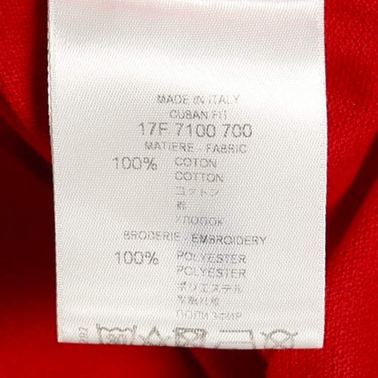 Pre Owned Givenchy Red Star Applique Cotton Pique T-Shirt M