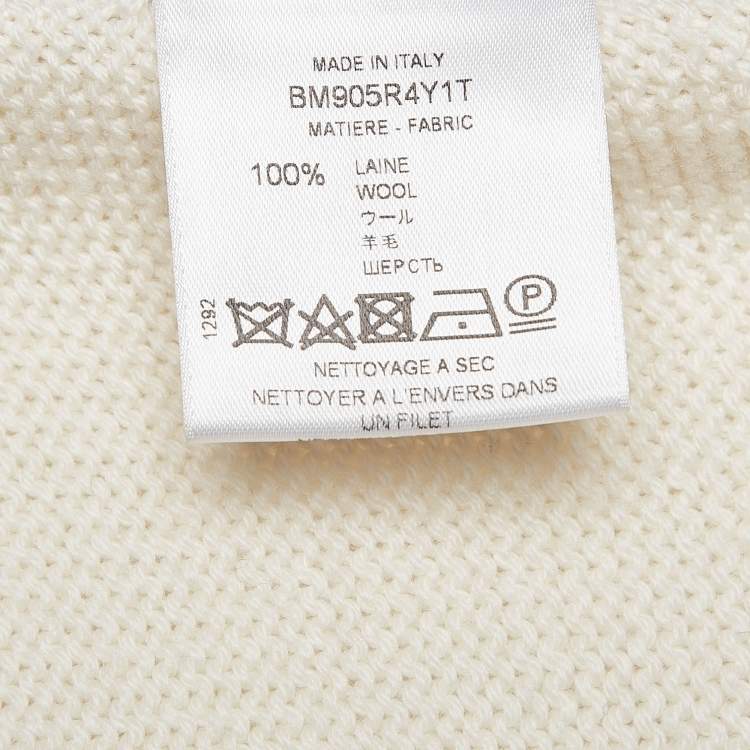 Pre Owned Givenchy Off-White Intarsia Wool Knit Turtle Neck Sweater M