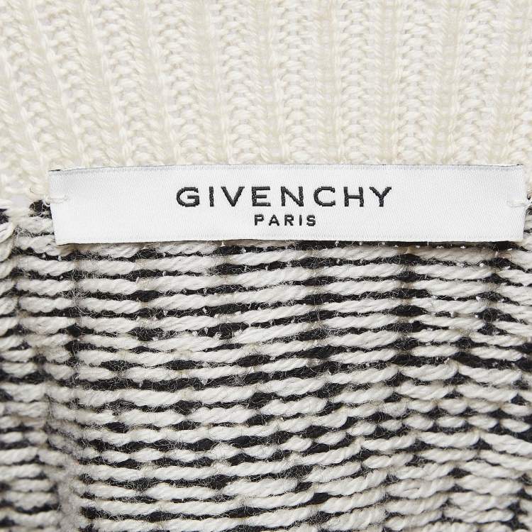 Pre Owned Givenchy Off-White Intarsia Wool Knit Turtle Neck Sweater M