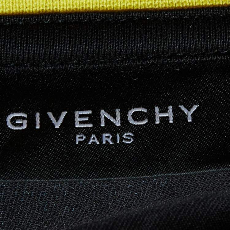Pre Owned Givenchy Black Collar Print Cotton Crew Neck T-Shirt S