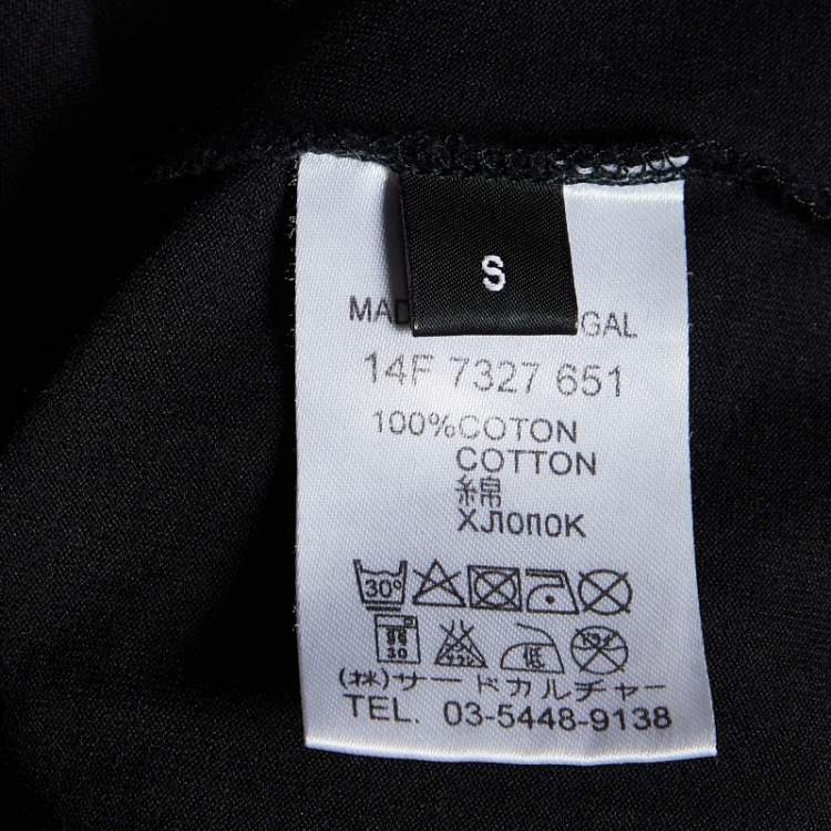 Pre Owned Givenchy Black Collar Print Cotton Crew Neck T-Shirt S