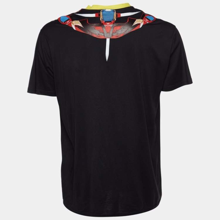 Pre Owned Givenchy Black Collar Print Cotton Crew Neck T-Shirt S