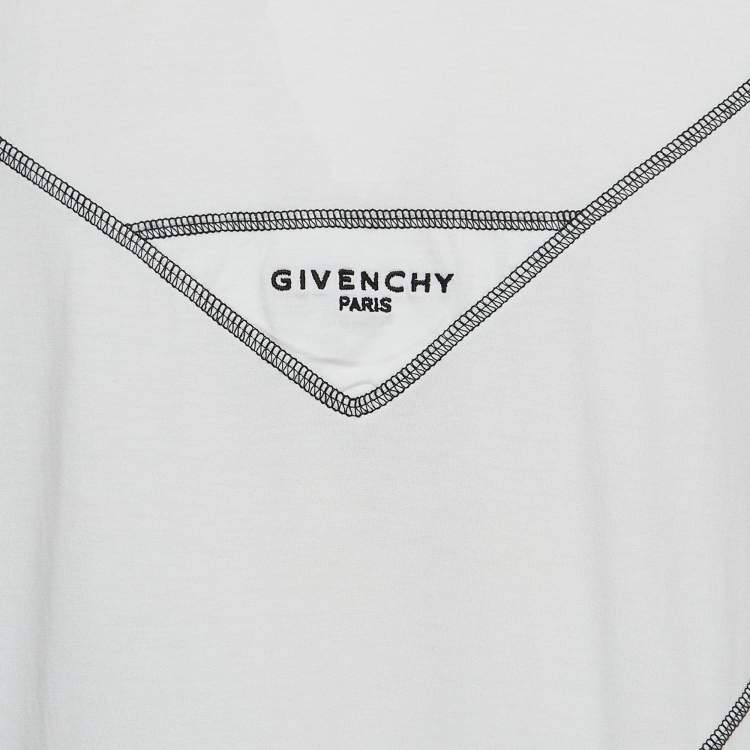 Pre Owned Givenchy White Contrast Stitch Jersey T-Shirt S