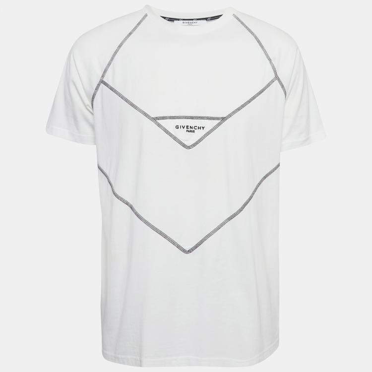 Pre Owned Givenchy White Contrast Stitch Jersey T-Shirt S