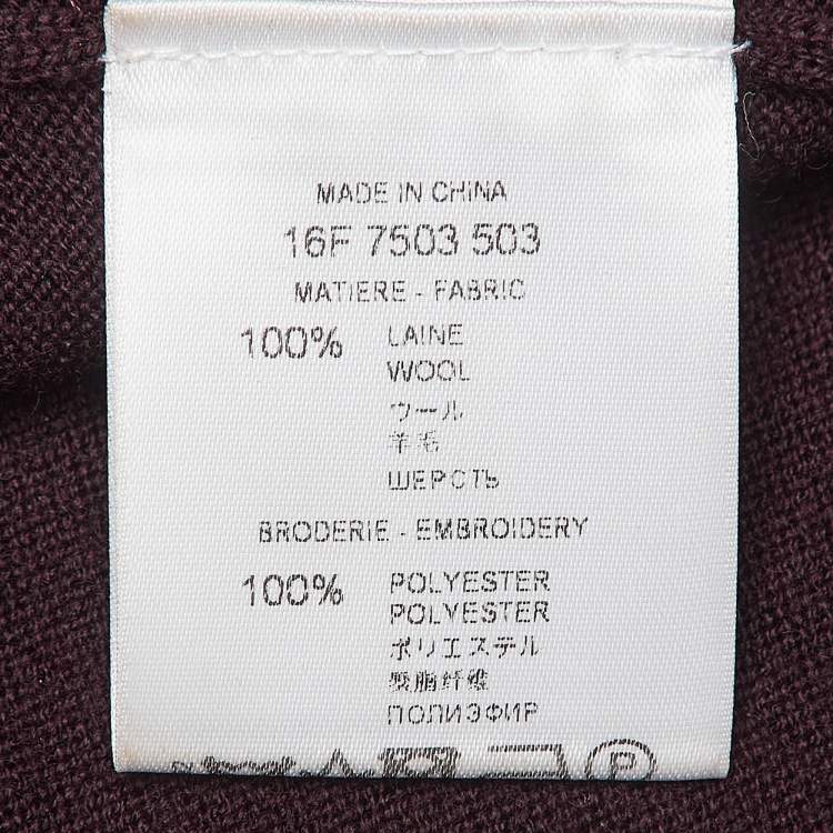 Pre Owned Givenchy Burgundy Wool Knit Star Badge Detail Sweatshirt XS