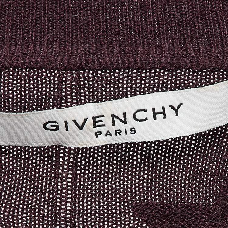 Pre Owned Givenchy Burgundy Wool Knit Star Badge Detail Sweatshirt XS