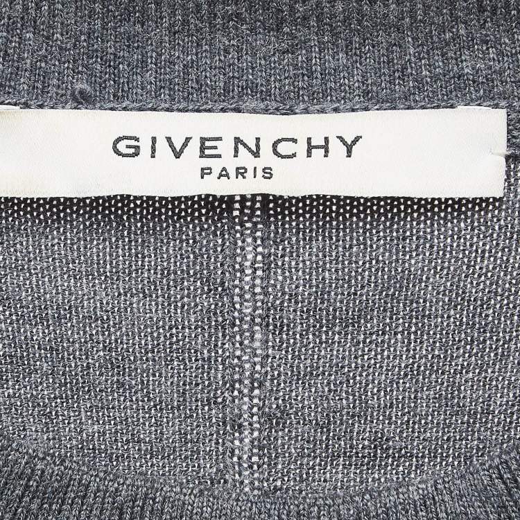 Pre Owned Givenchy Grey Embroidered Wool Knit Sweatshirt XS