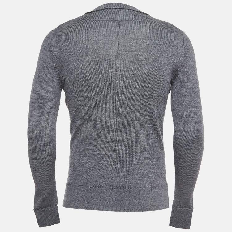 Pre Owned Givenchy Grey Embroidered Wool Knit Sweatshirt XS