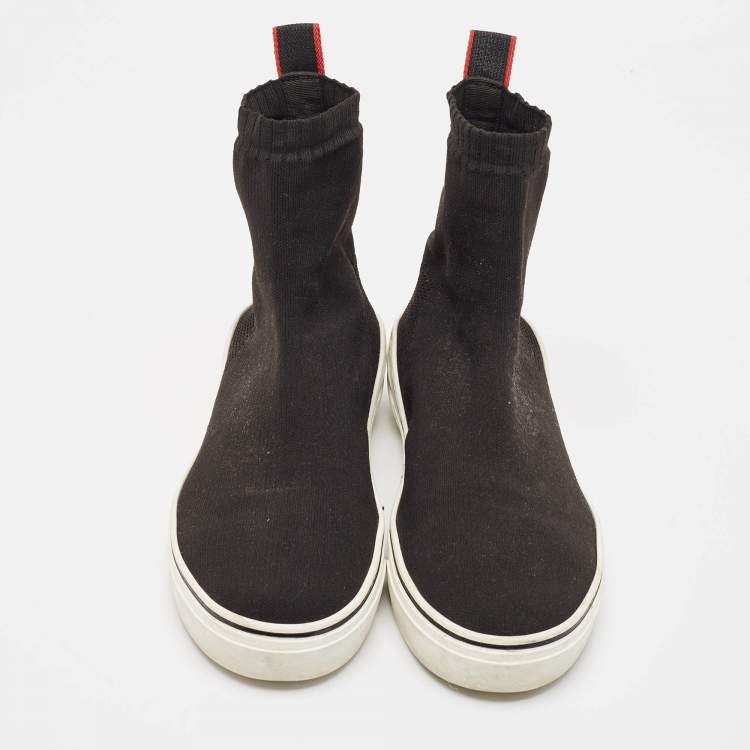 Pre Owned Givenchy Black Knit Fabric Logo High Top Sneakers Size 41